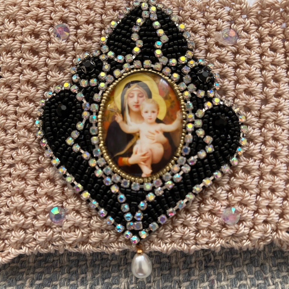 Hand Knits 2 Love Headed Bracelet Virgin Mary Baby Jesus Cabochon Designer Orig
